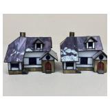 Pair Of Stained Glass House Lamps