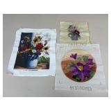 Floral Cross Stitch / 3 pc