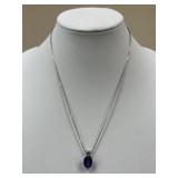 Sterling Silver Necklace w/ Stone Pedant