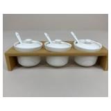 3-Piece Ceramic Condiment Server Set NIB|5 Sets