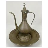 Russian Brass Ewer Pitcher Set