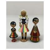 Handcrafted Polish Wood Dolls / 3 pc