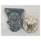 Concrete & Pottery Lion Wall Decor|2 pc