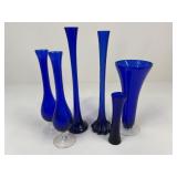 Cobalt Blue Vases / 6 pc