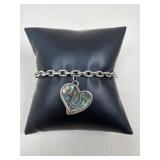 Sterling Silver Bracelet W/ Heart Pendant
