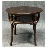 Wood Side Table w / Cane Shelf