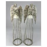 Pair Of Tall Metal Angel Figures