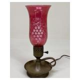Cranberry Glass Hurricane Lamp