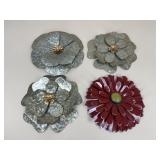 Metal Wall Hanging Flowers / 4 pc