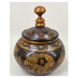Carved Wooden Urn w/ Lid