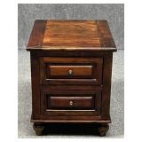 Wood Night Stand w / 2 Drawers