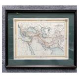 Hand Colored Mid-East Mediterranean Map Etching