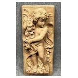 Tall Plaster Cherub Wall Panel