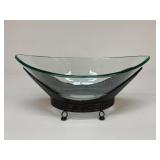 Large Decorative Bowl With Metal Base