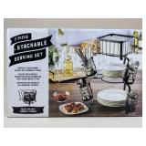 7-Piece Wrought Iron Stackable Serving Set NIB