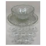 Crystal Punchbowl & Glasses