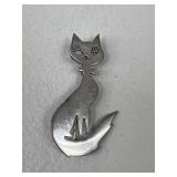 Sterling Silver Cat Brooch