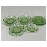 Vaseline Glass Dessert Bowls & Plates
