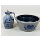 Rowe Pottery Works Bowl & Oil Lamp