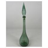 Green Hobnail Glass Decanter