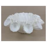 Milk Glass Punch Bowl W/ Cups|11pc