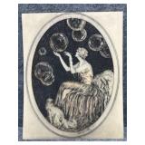 'Bubbles' Louis Icart Celluloid Etching