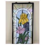 Framed Floral Stained Glass Panel