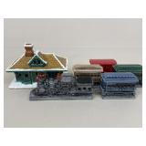 Ceramic Train Cars & Station|6 pc