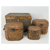 Woven Straw Baskets / 4 pc