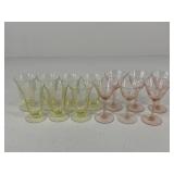 Pink & Yellow Depression Glasses / 13 pc