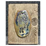 'Owl' Glazed Ceramic on Wood