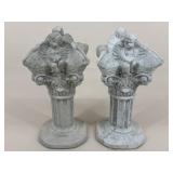 Pair Of Concrete Cherub Pillar Statues|2 pc