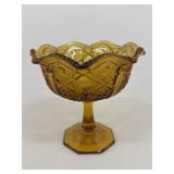 L.E. Smith Amber Glass Compote Dish