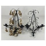 Pair Of Candle Chandeliers w/ Prisms