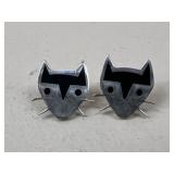 Pair Of Sterling Silver Cat Earrings