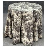 Skirted Round Decorator Table w/ Glass Top