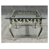 Cast Iron Side Table w/ Glass Top