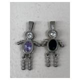 Sterling Silver & Stone Pendents / 2 pc