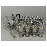 Silverplate Assortment/ Goblets, Tea Pot +