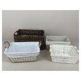 Woven Straw & Metal Baskets / 4 pc