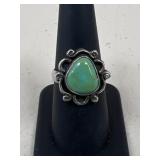 Sz 8.5 Sterling Silver & Turquoise Ring