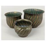Brass Tone Metal Planters / 3 pc