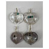 Heart Stone Pendents / 4 pc