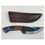 Fixed-blade Gut Hook Hunting Knife w/ Sheath