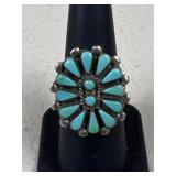Sz 7.5 Vintage B. Natewa Turquoise Ring