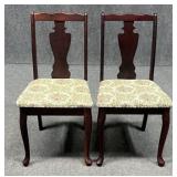 Queen Anne Style Dining Chairs w / Floral Seat