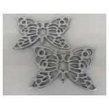 Pair Of Metal Butterfly Trivets|2 pc