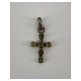 Sterling Silver & Peridot Cross Pendant