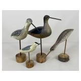 Wooden Bird Figures / 4 pc