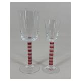 Red Striped Water Goblets & Wine Glasses|14 pc